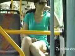 Zuzinka touches herself on a omnibus
